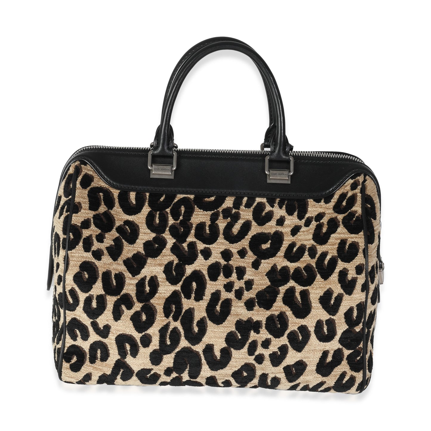 Louis Vuitton x Stephen Spro  Black Beige Velvet Leopard Speedy 30