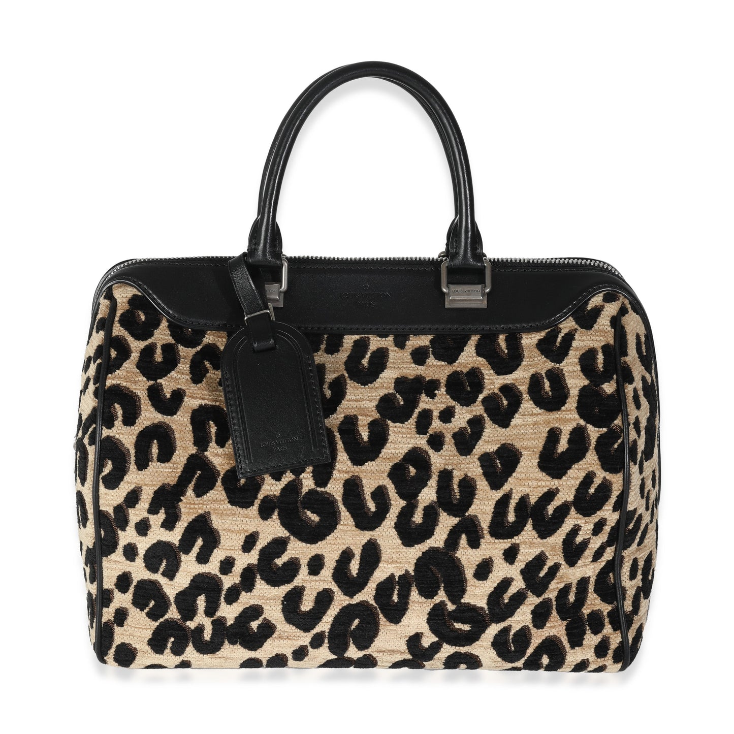 Louis Vuitton x Stephen Spro  Black Beige Velvet Leopard Speedy 30