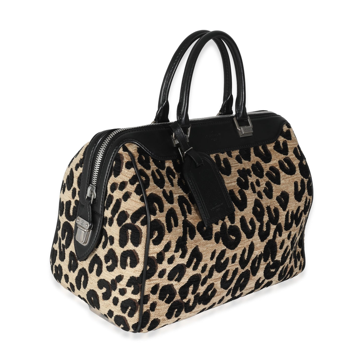 Louis Vuitton x Stephen Spro  Black Beige Velvet Leopard Speedy 30