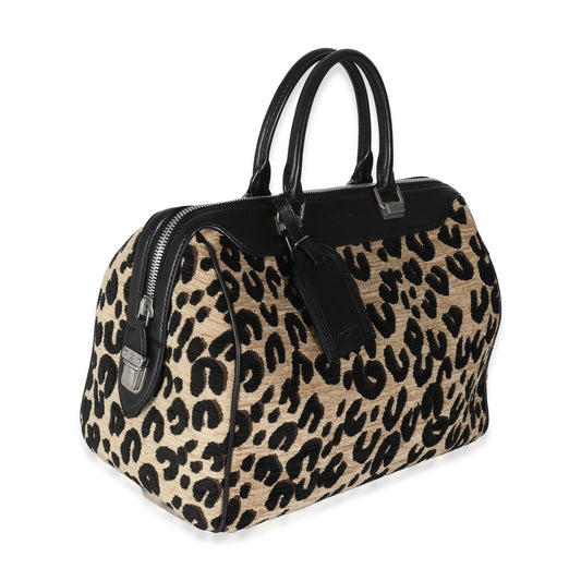 Louis Vuitton x Stephen Spro  Black Beige Velvet Leopard Speedy 30