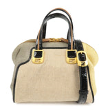 FENDI Chameleon Canvas Patent Leather 2Way Hand Bag Beige 8BL117