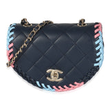 Chanel Navy Quilted Lambskin Braided Mini Messenger Flap Bag