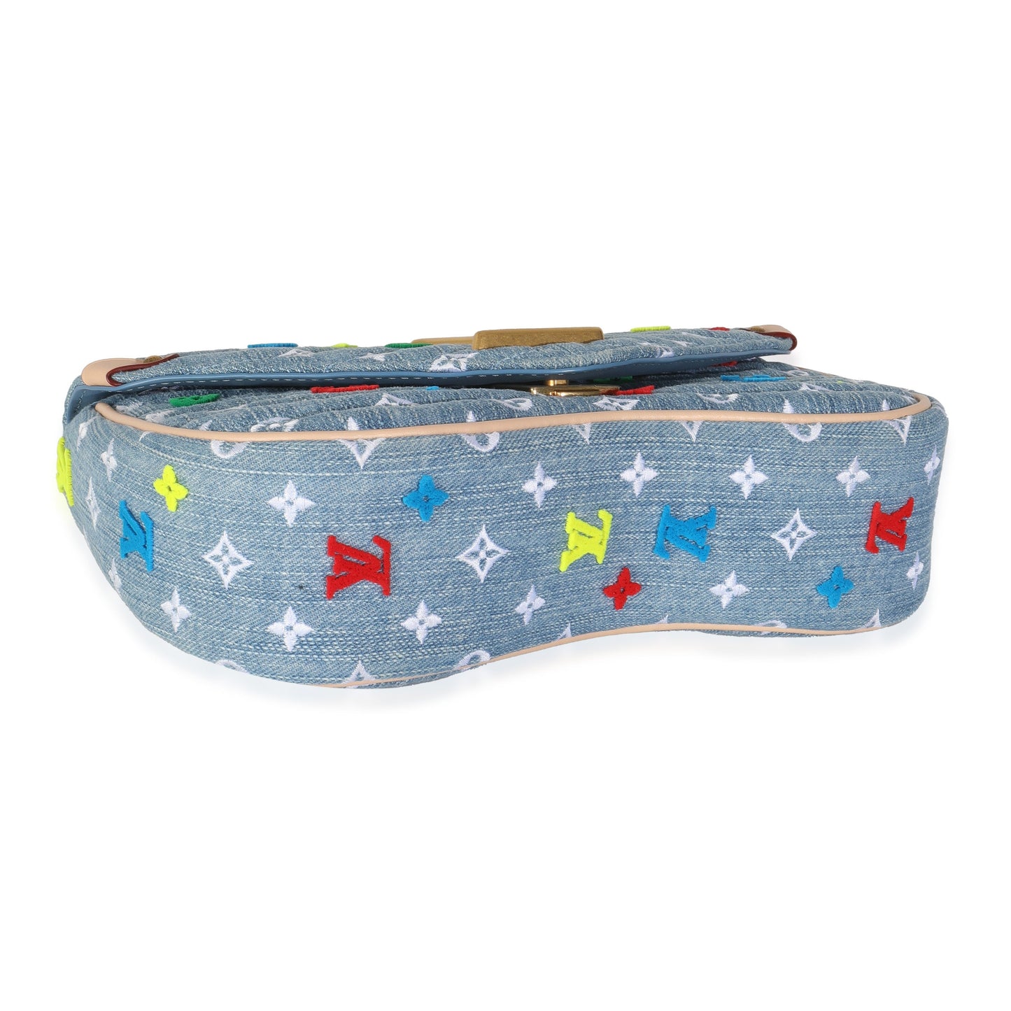 Louis Vuitton Blue Embroidered Monogram Denim New Wave MM