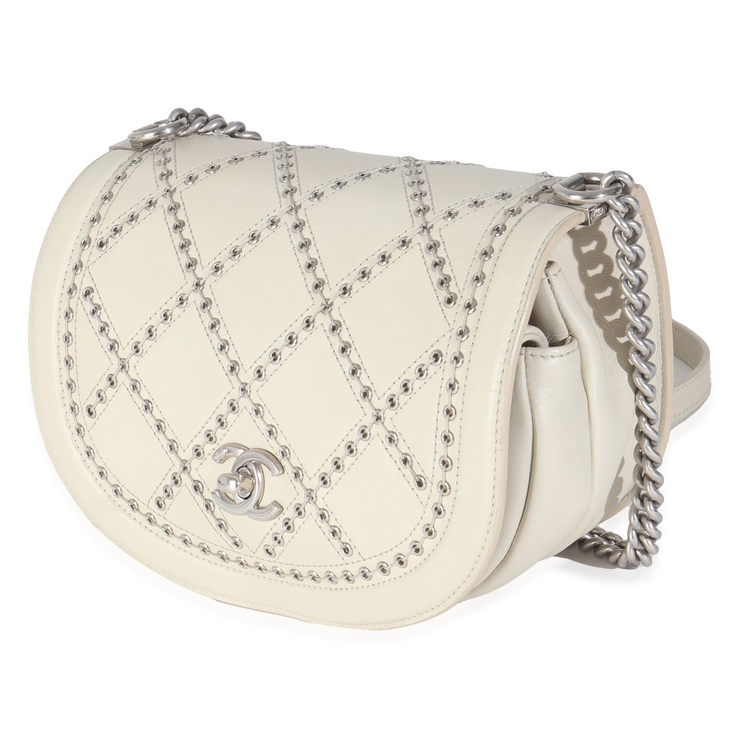 Chanel Ivory Calfskin Coco Eyelets Small Flap Bag