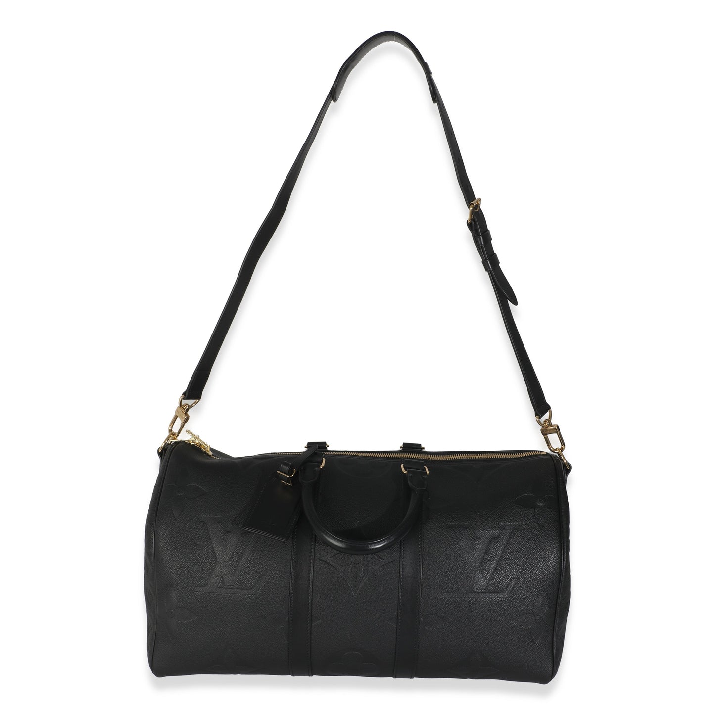Louis Vuitton Black Monogram Empreinte Giant Keepall Bandouliere 45