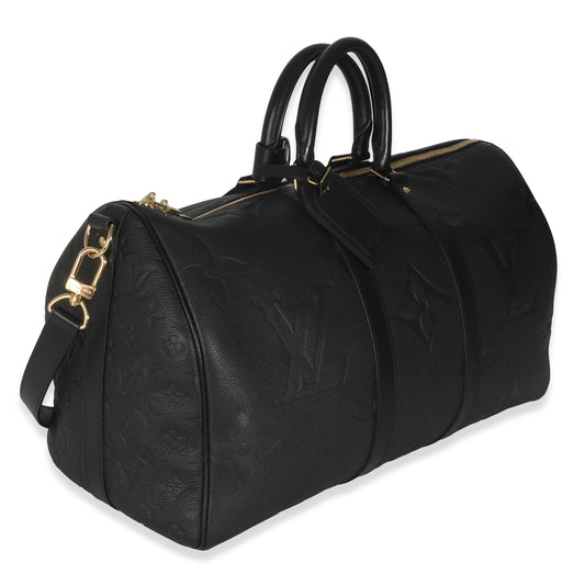 Louis Vuitton Black Monogram Empreinte Giant Keepall Bandouliere 45