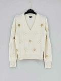 CHANEL Lion Embellieshed Cream Size US 6 Sweater