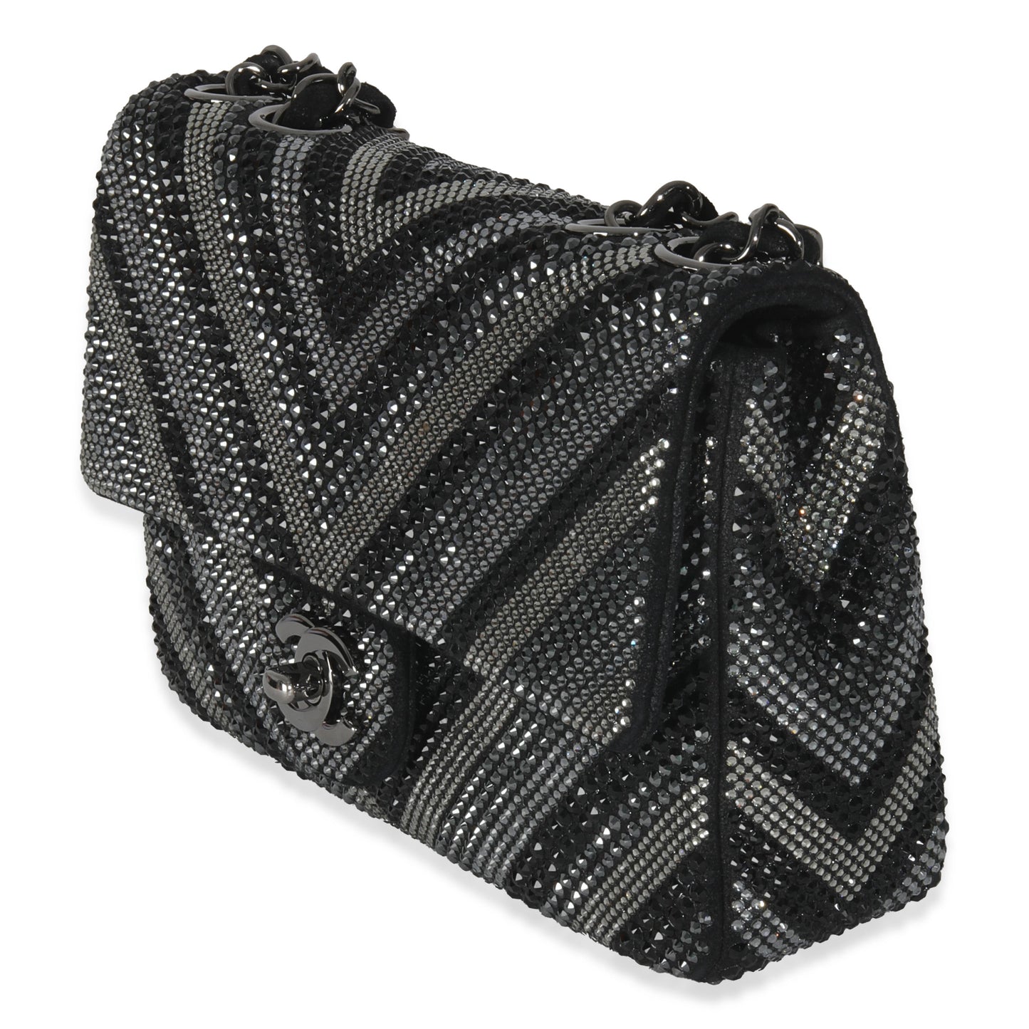 Chanel Black Strass CC Chevron Mini Flap Bag