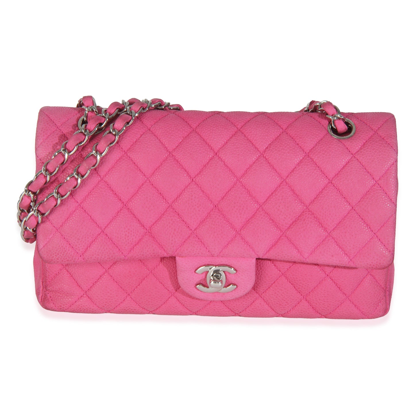 Chanel Pink Quilted Matte Caviar Medium Classic Double Flap Handbag