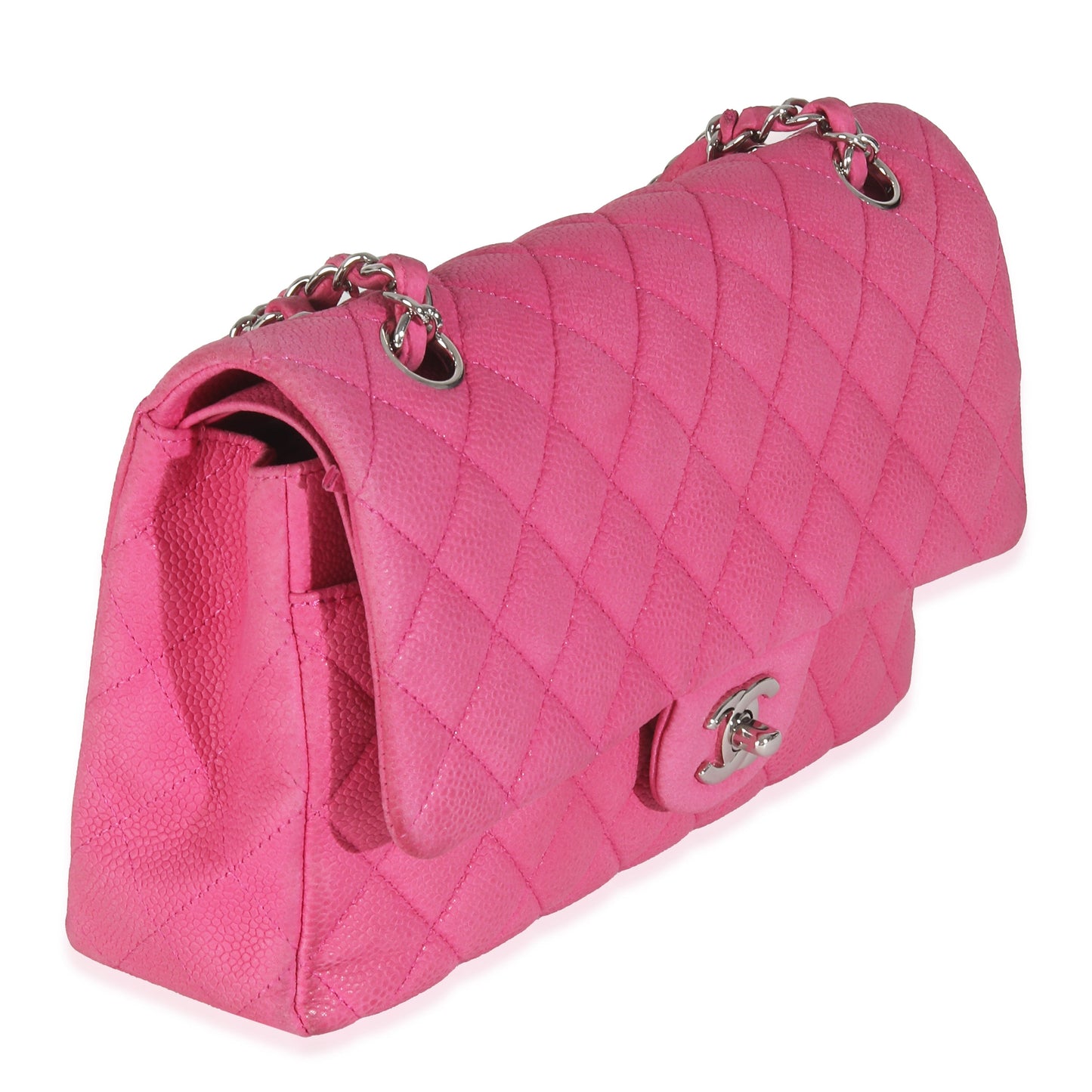 Chanel Pink Quilted Matte Caviar Medium Classic Double Flap Handbag