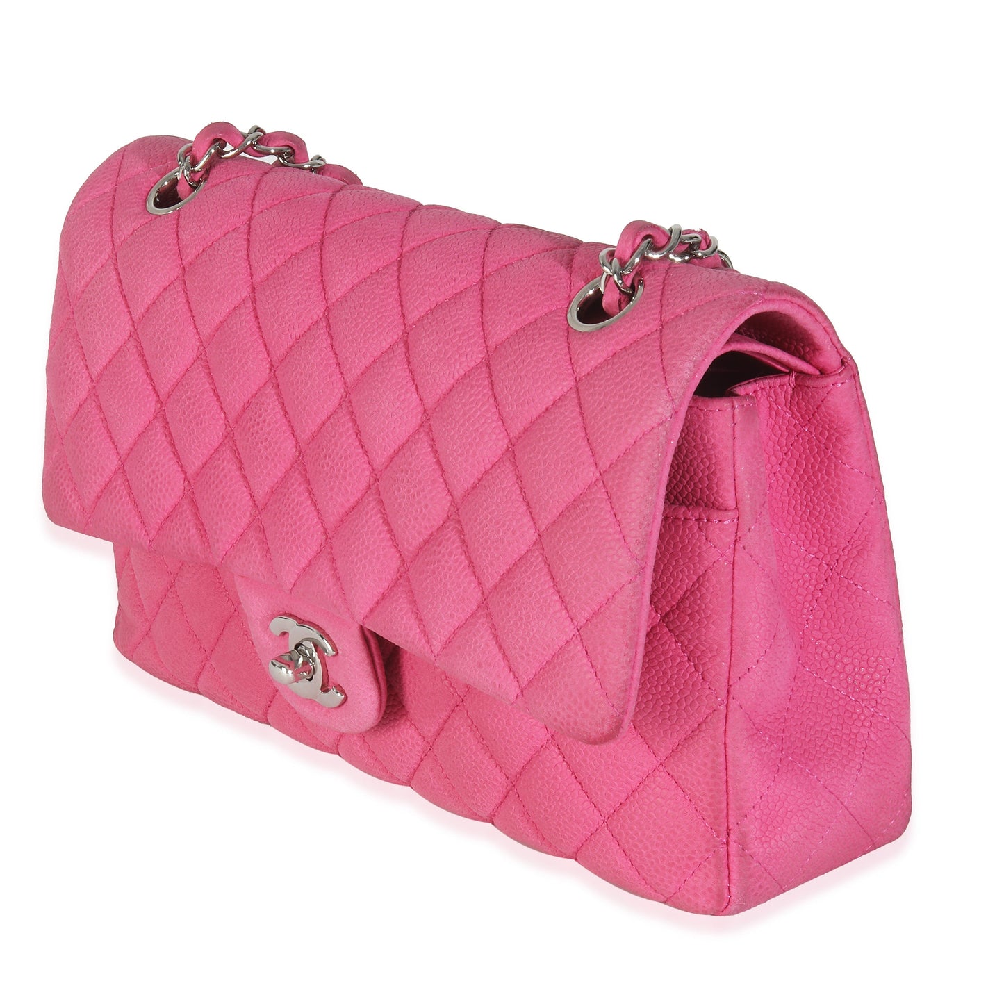 Chanel Pink Quilted Matte Caviar Medium Classic Double Flap Handbag
