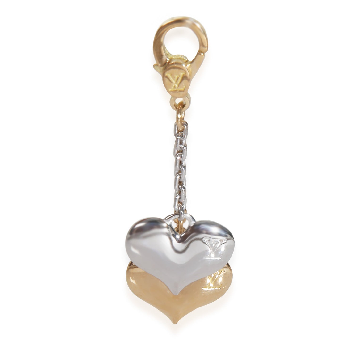 Louis Vuitton White Gold & Yellow Gold  Double Heart Charm