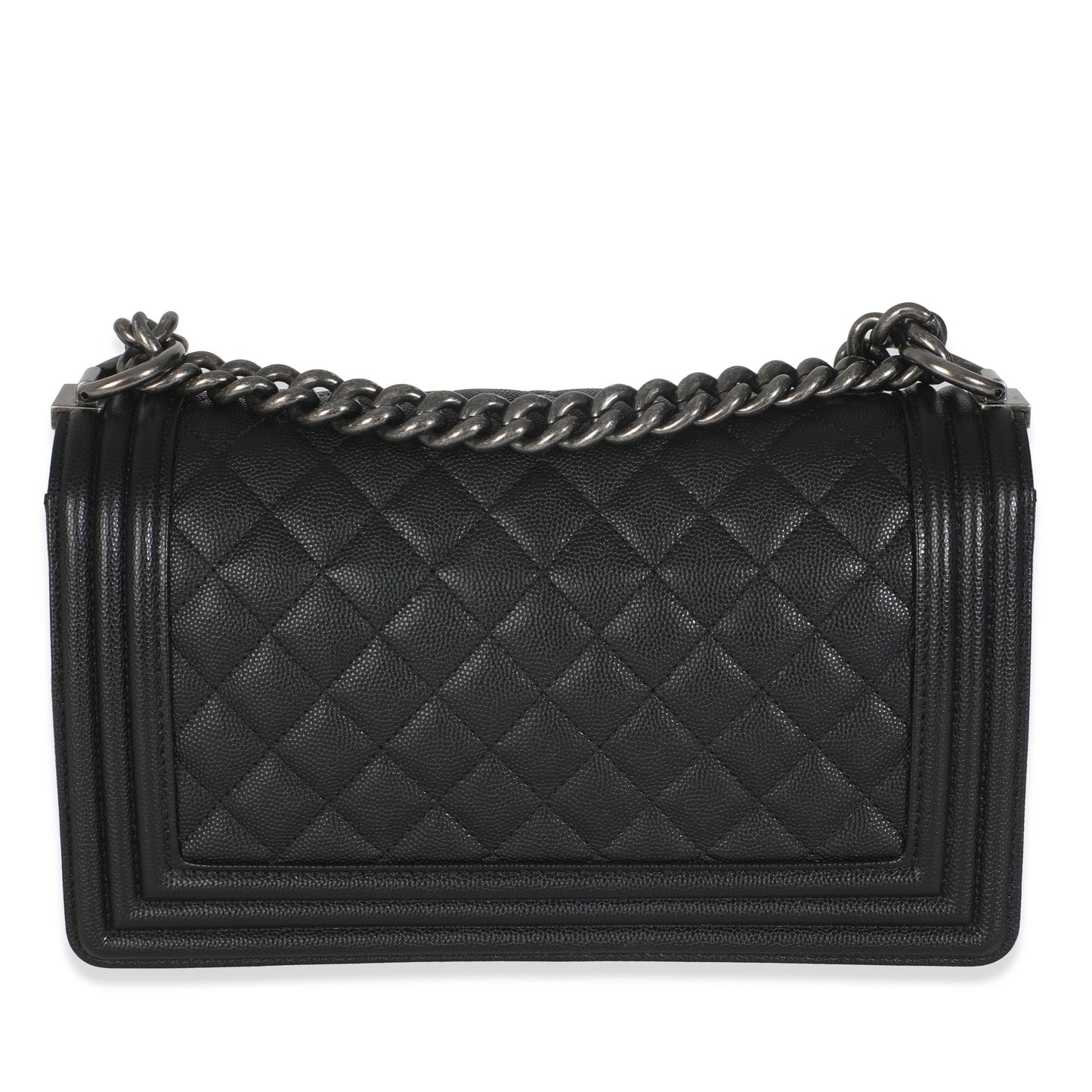 Chanel Black Quilted Caviar Medium Boy Handbag
