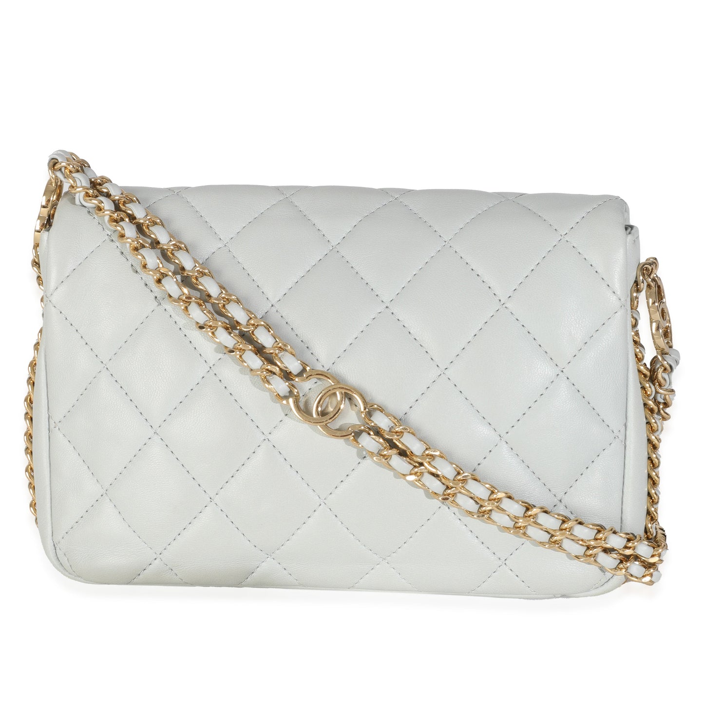 Chanel Light Blue Quilted Lambskin CC You Mini Flap Bag