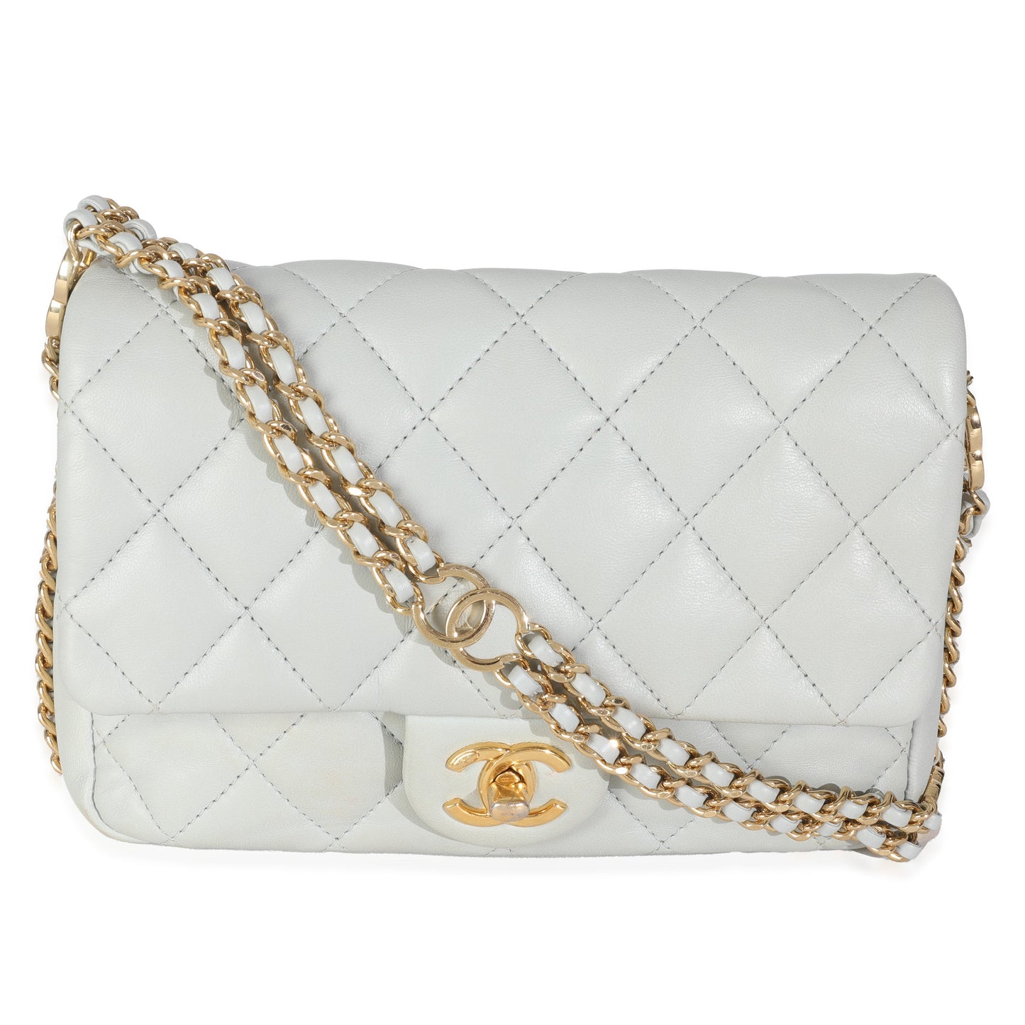 Chanel Light Blue Quilted Lambskin CC You Mini Flap Bag