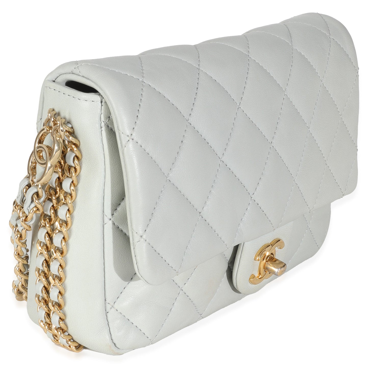 Chanel Light Blue Quilted Lambskin CC You Mini Flap Bag