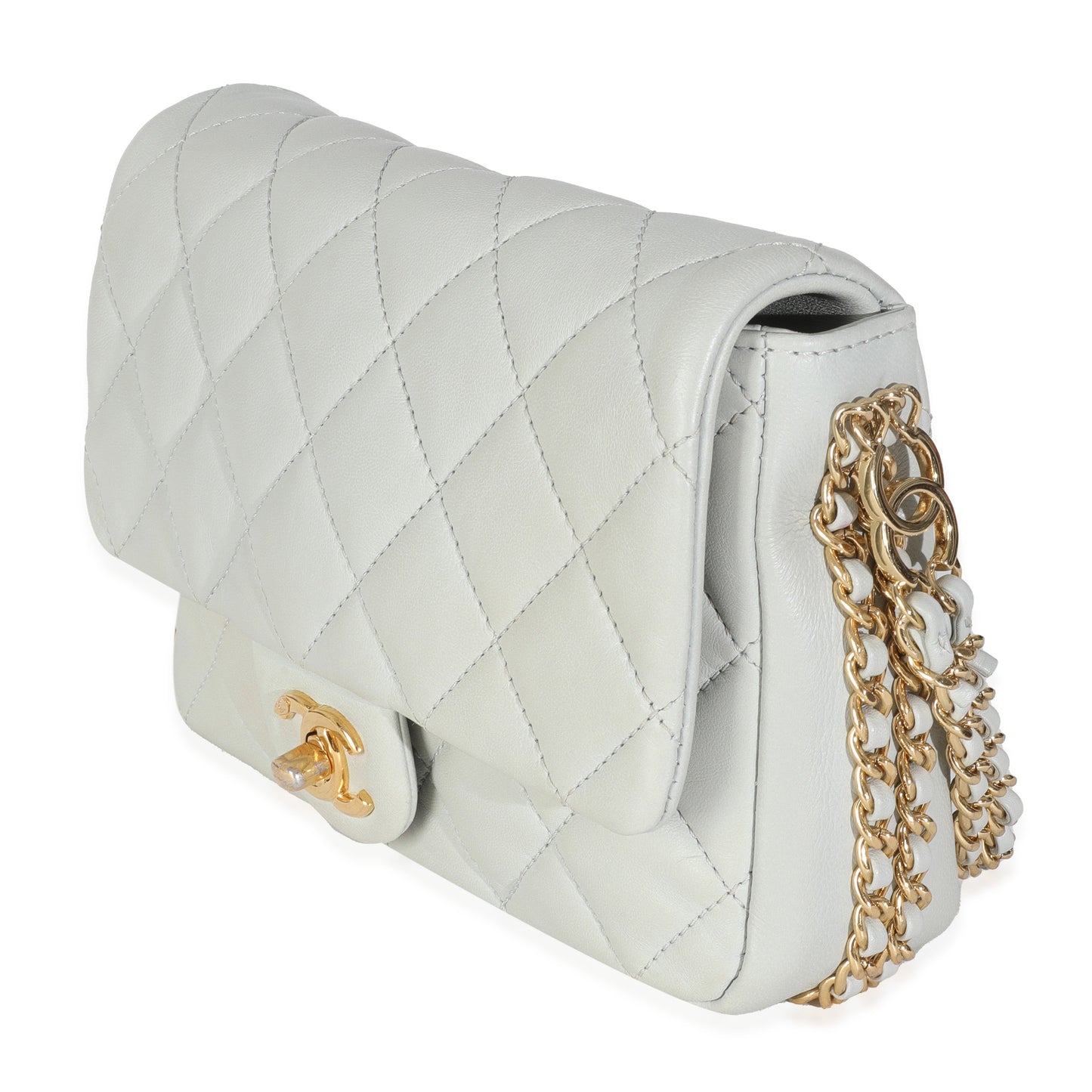 Chanel Light Blue Quilted Lambskin CC You Mini Flap Bag