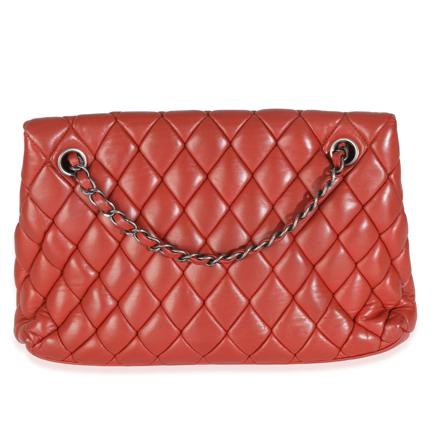 Chanel Red Lambskin Large New Bubble Flap Bag