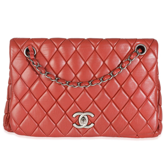 Chanel Red Lambskin Large New Bubble Flap Bag