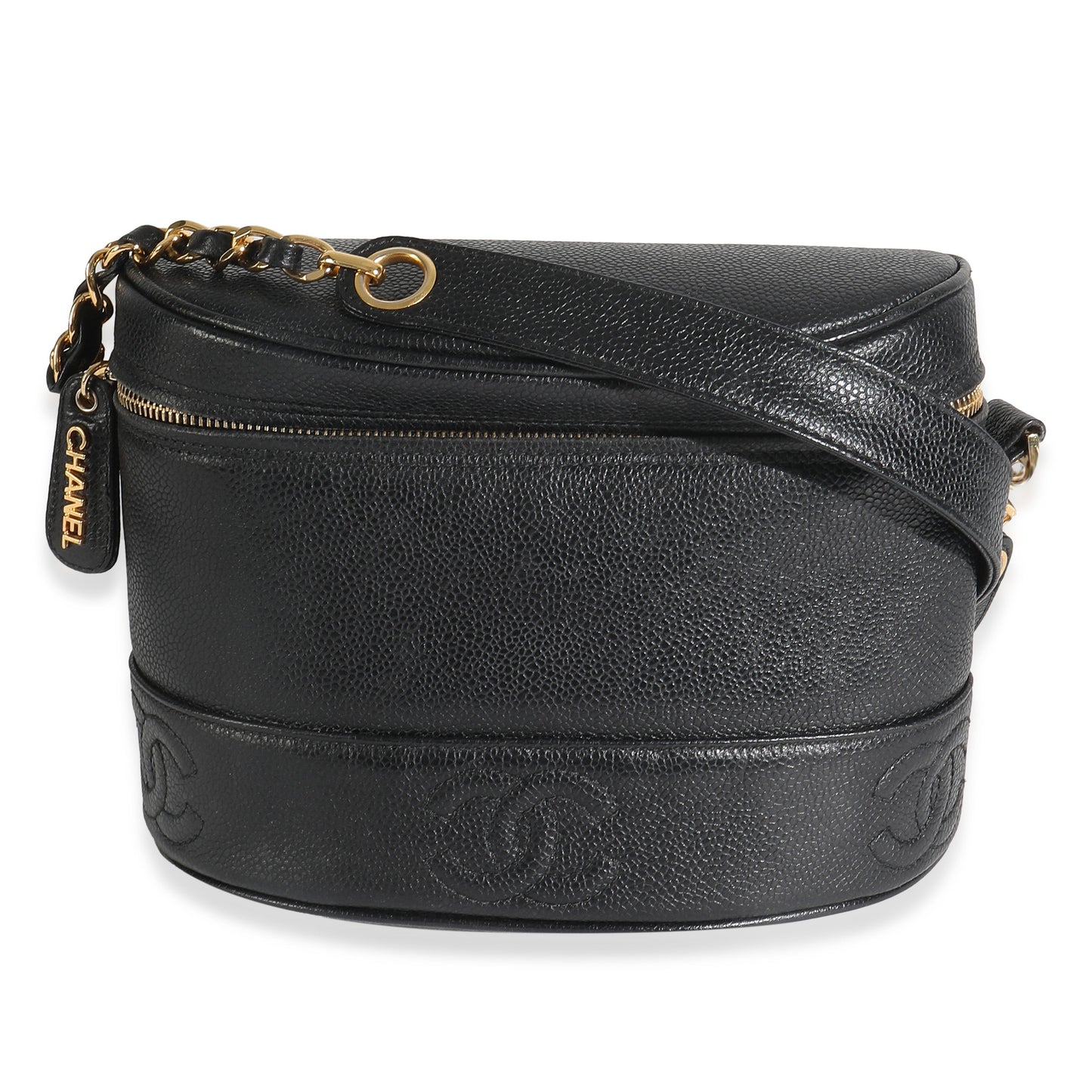 Chanel  Black Caviar Triple CC Crossbody Handbag