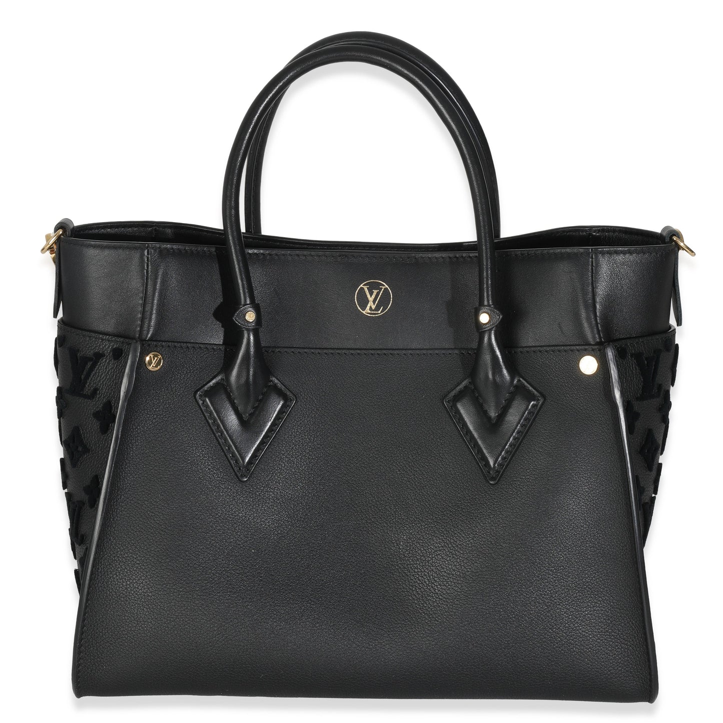 Louis Vuitton Black Calfskin Monogram Tufting On My Side MM