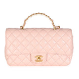 Chanel Light Pink Quilted Lambskin Small Metal Top Handle Flap Bag