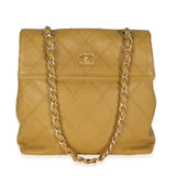 Chanel Beige Quilted Caviar Chain Flap Shoulder Handbag