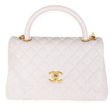 Chanel Light Purple Quilted Caviar Medium Coco Top Handle Handbag