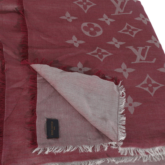 Louis Vuitton Magenta Wool Silk Monogram Daily Stole