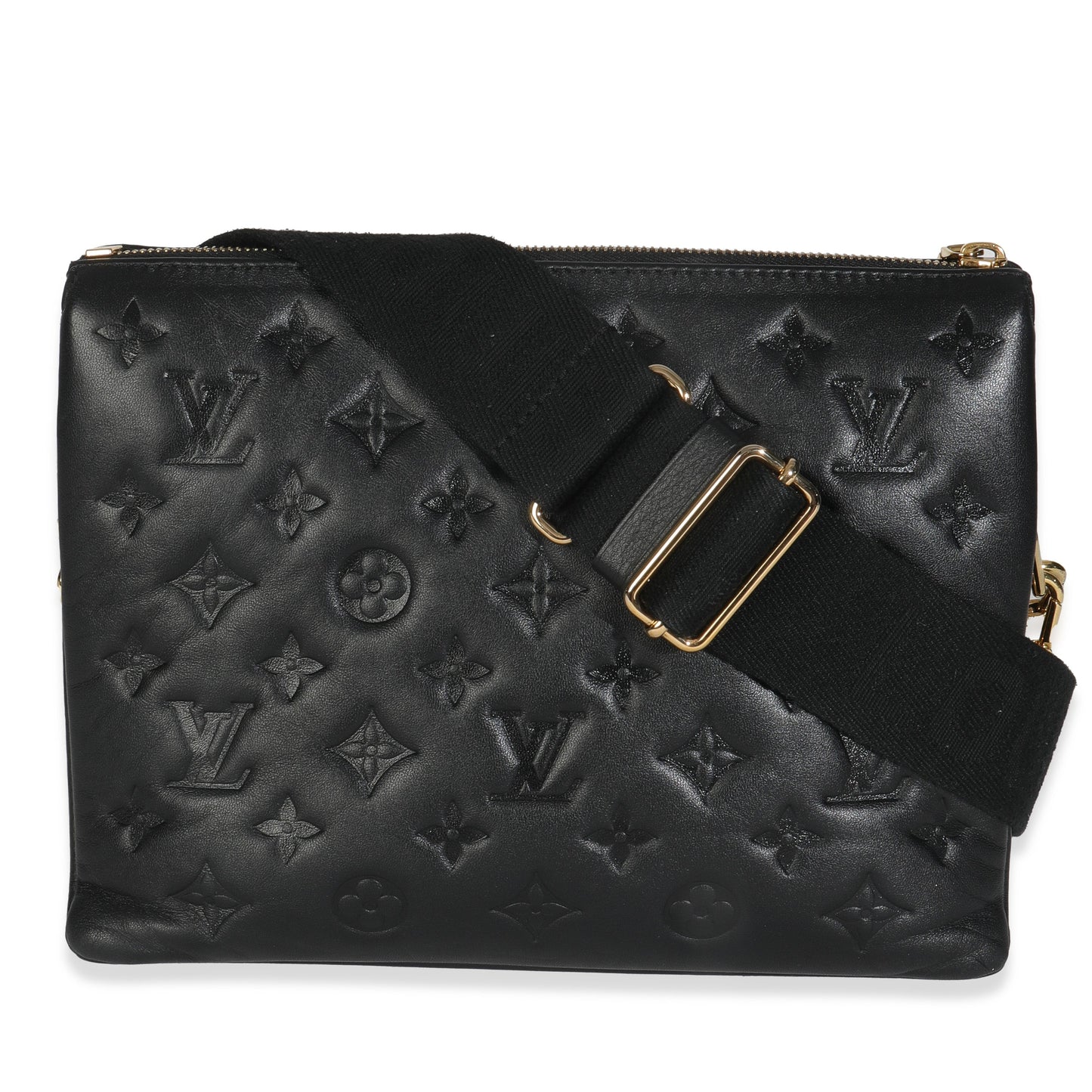 Louis Vuitton Black Monogram Embossed Lambskin Coussin PM