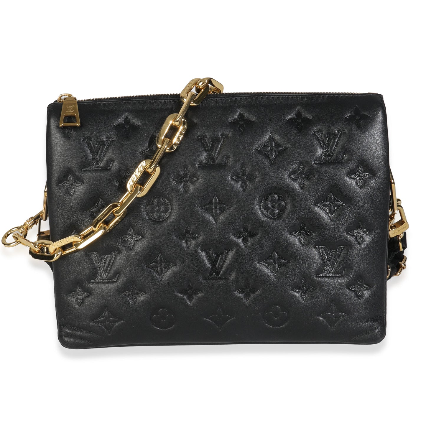 Louis Vuitton Black Monogram Embossed Lambskin Coussin PM