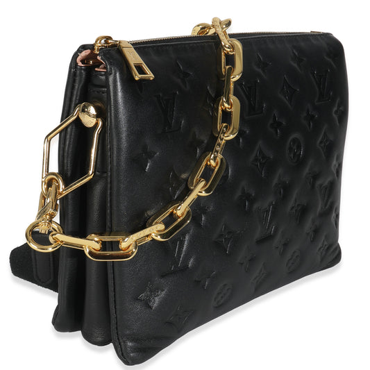 Louis Vuitton Black Monogram Embossed Lambskin Coussin PM