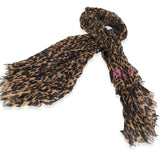 Louis Vuitton x Stephen Spro  Maroon Cashmere Silk Leopard Stole