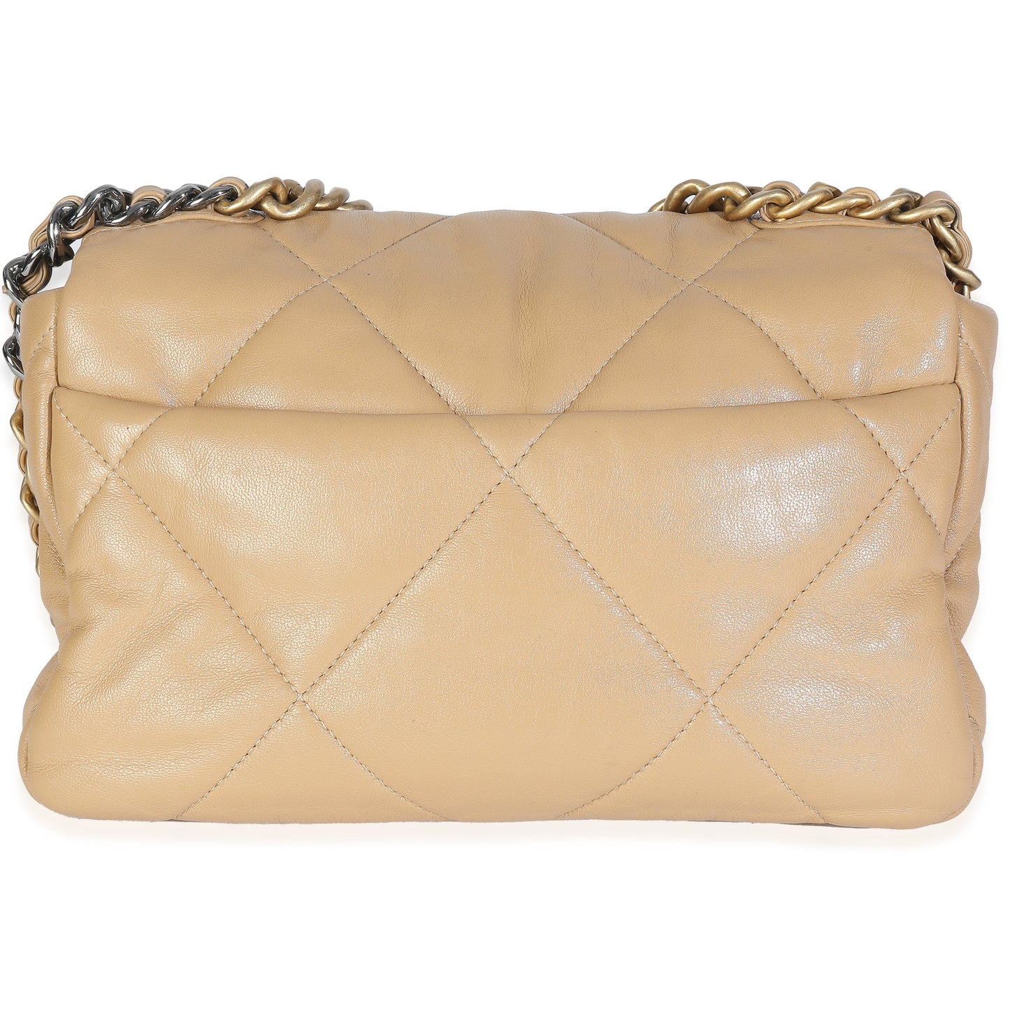 Chanel Beige Quilted Lambskin Chanel 19 Flap Bag