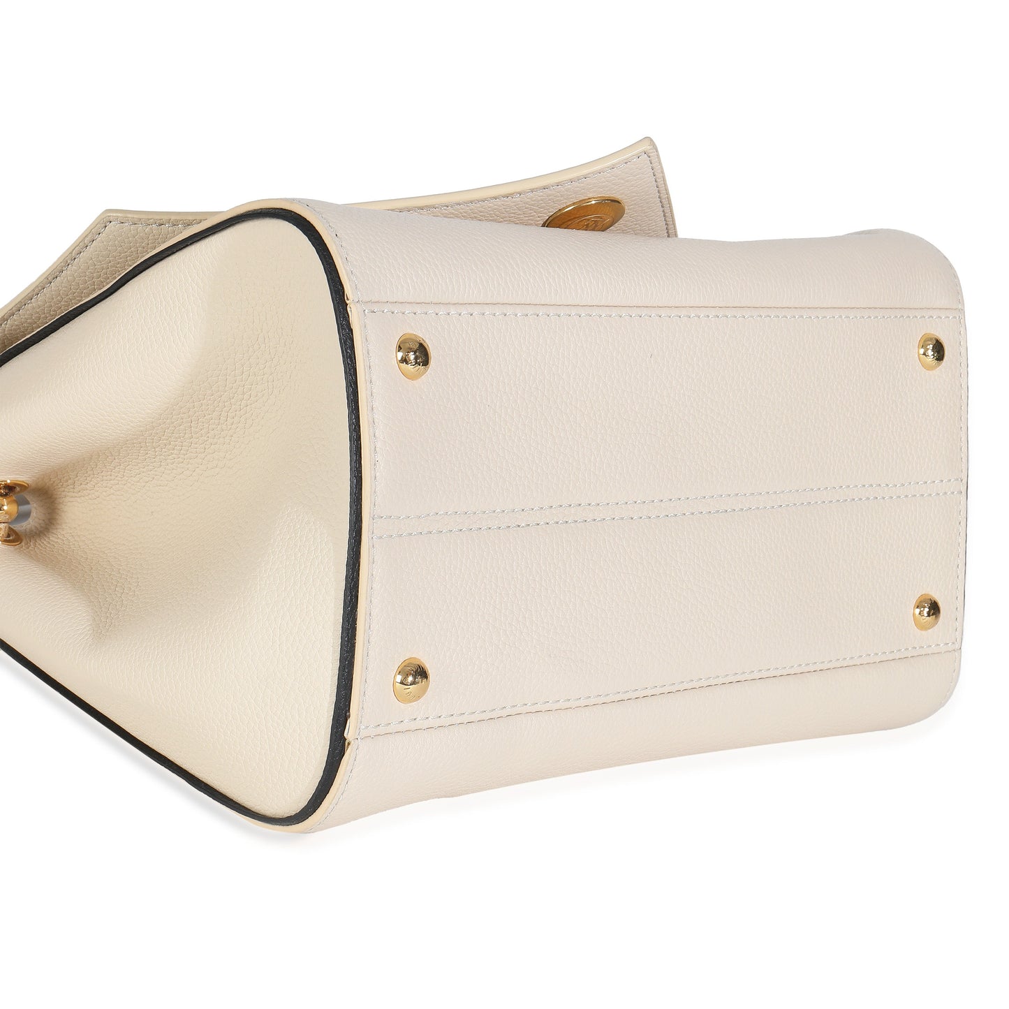 Louis Vuitton Cream Grained Calfskin Monogram Canvas Double V Tote