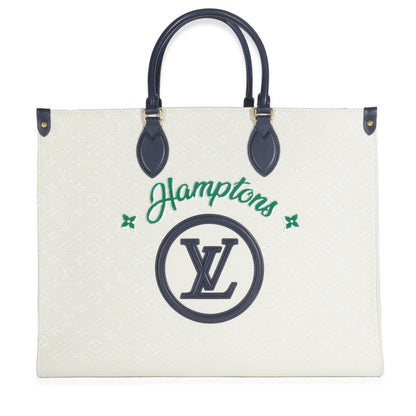 Louis Vuitton Blue Beige Jacquard Embroidered Tufted Monogram Hamptons Onthego G