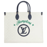 Louis Vuitton Blue Beige Jacquard Embroidered Tufted Monogram Hamptons Onthego G