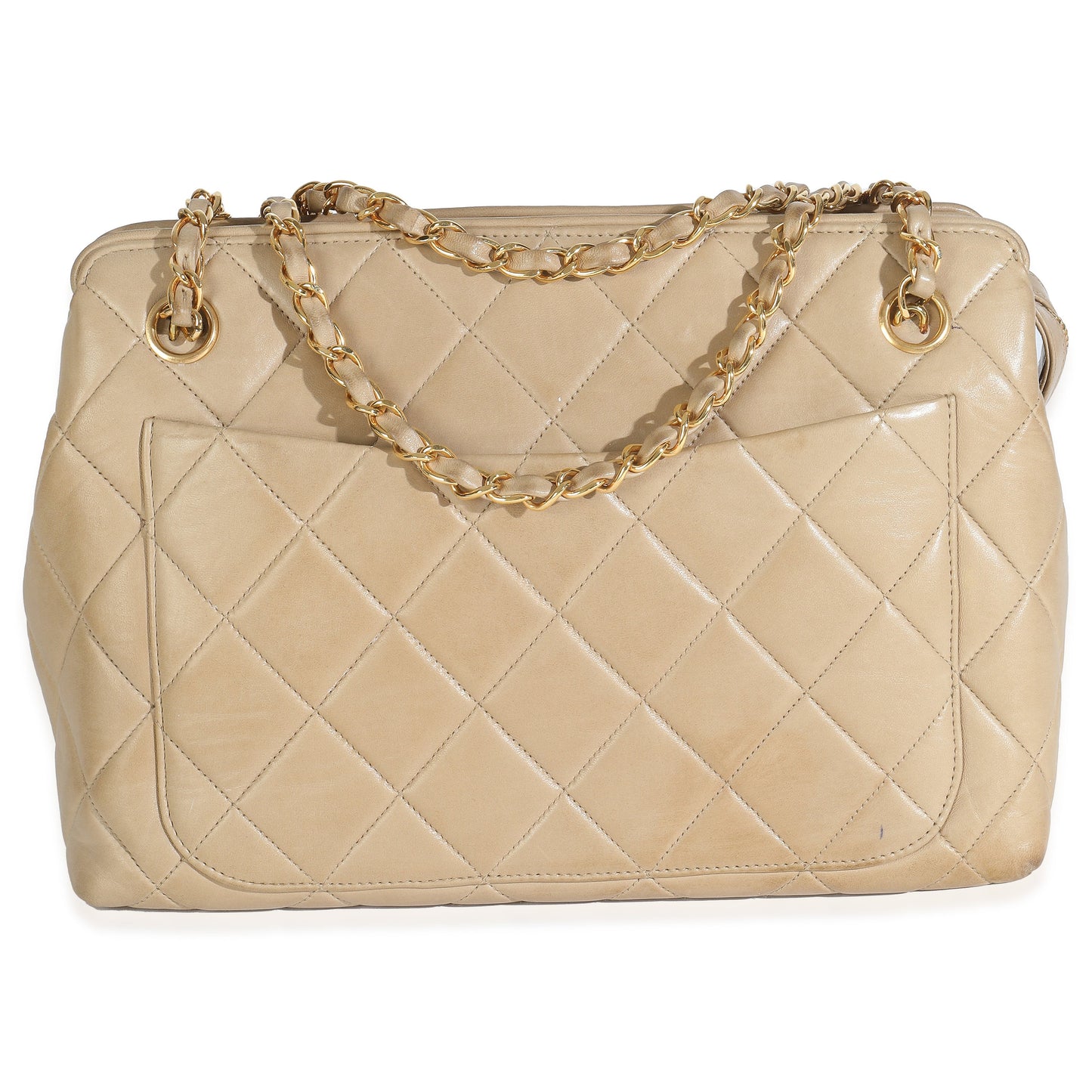 Chanel  Beige Quilted Lambskin Camera Bag