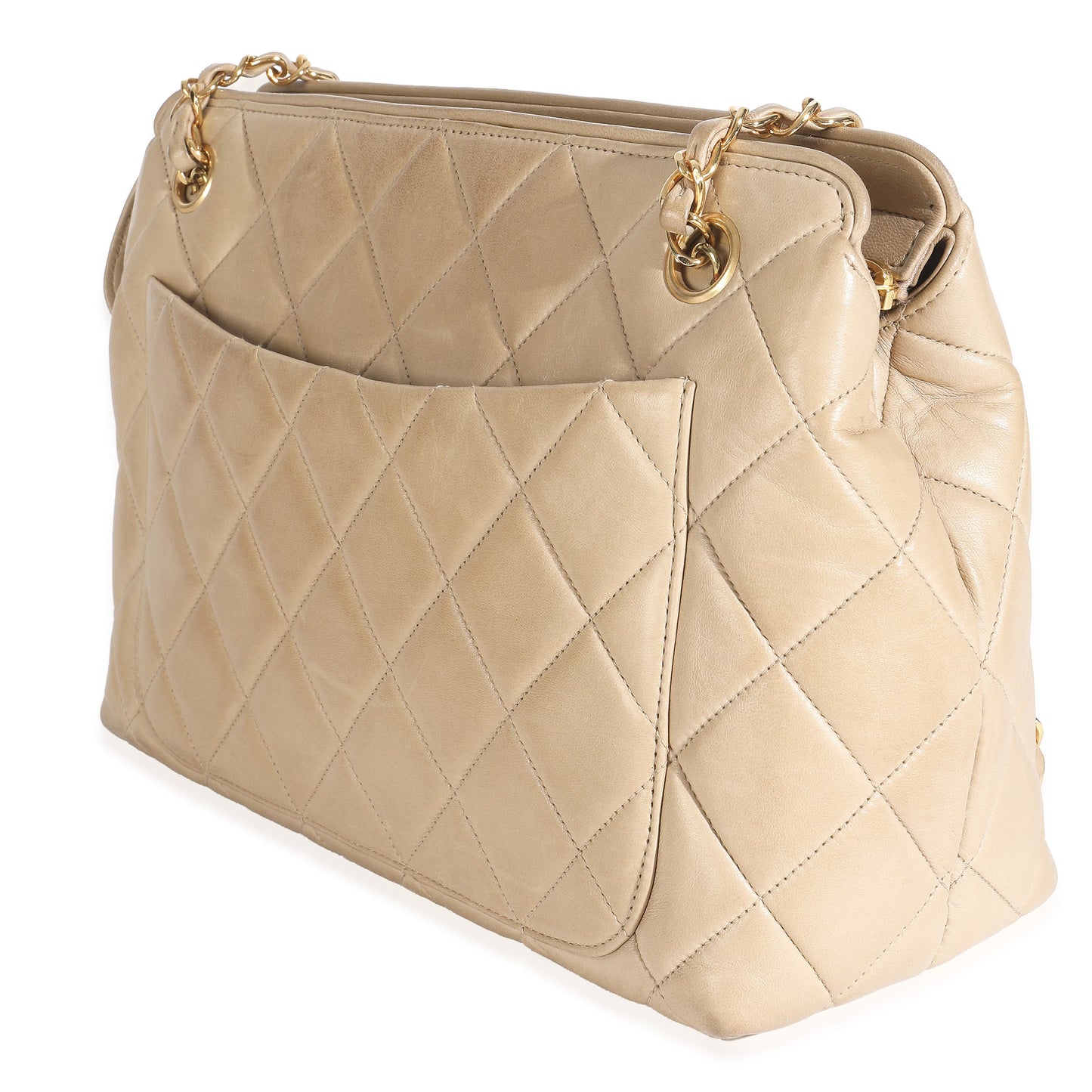 Chanel  Beige Quilted Lambskin Camera Bag