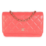Chanel Pink Quilted Lambskin Classic Wallet On Chain