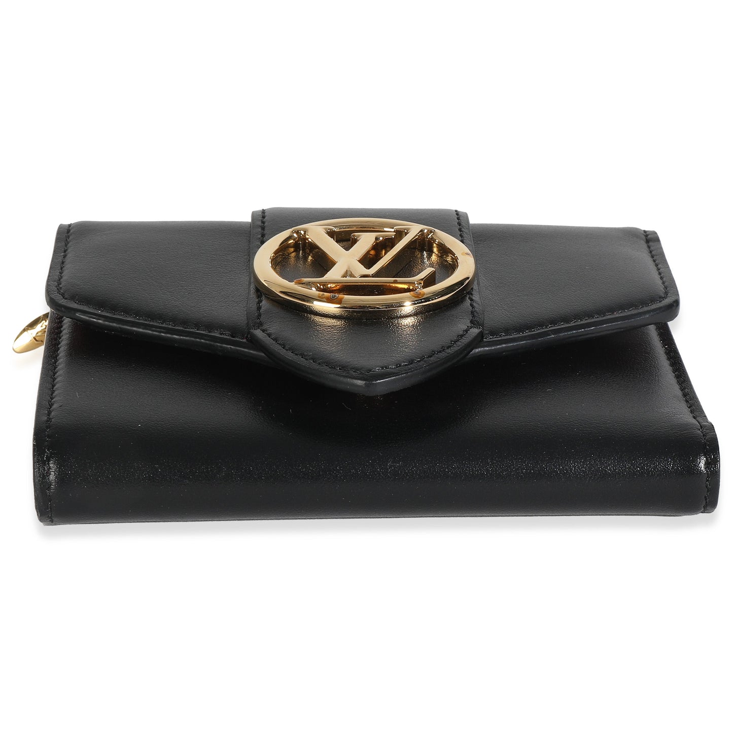 Louis Vuitton Black Smooth Calfskin LV Pont 9 Compact Wallet