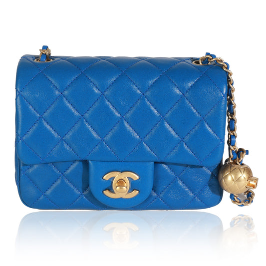 Chanel Blue Quilted Lambskin Mini Pearl Crush Flap Bag