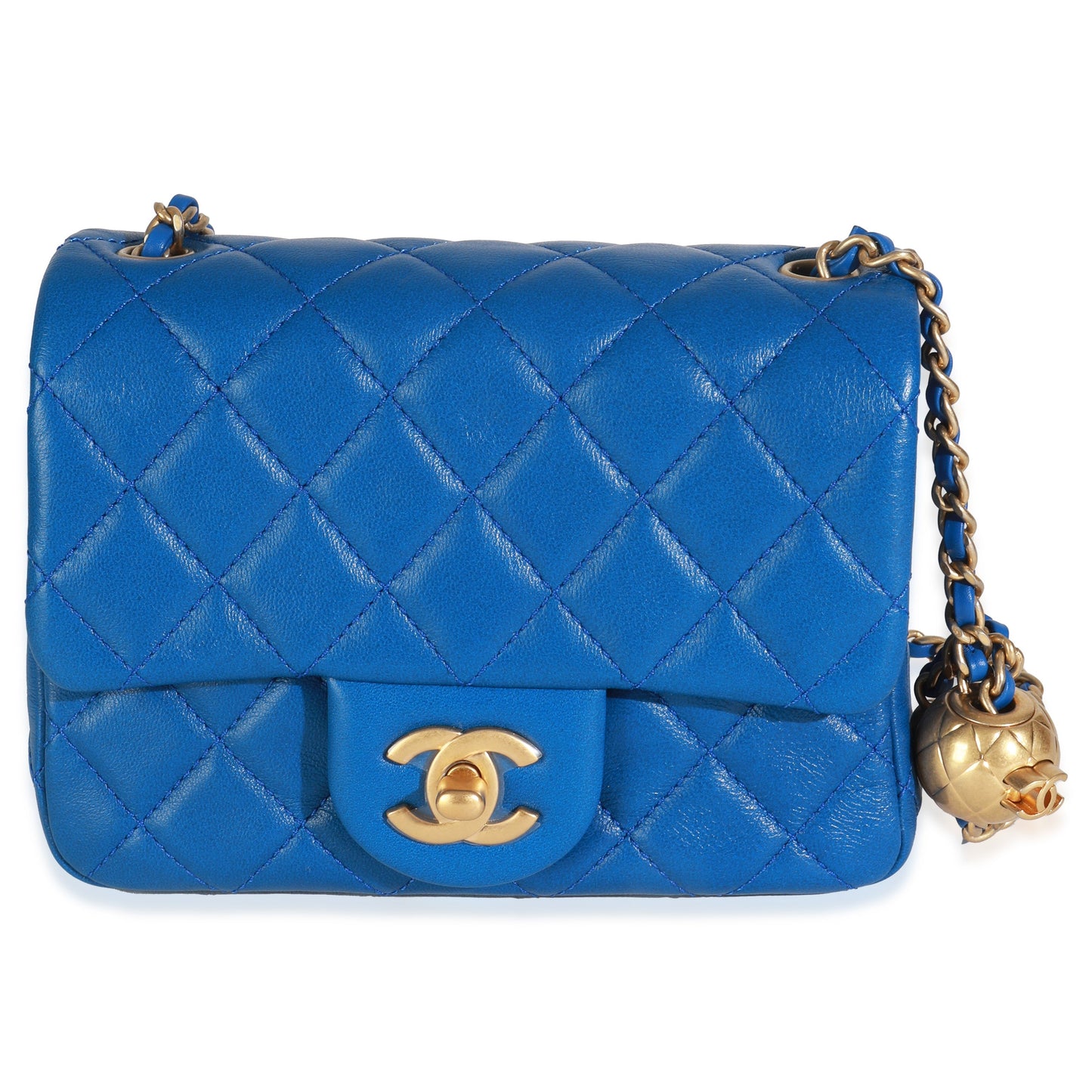 Chanel Blue Quilted Lambskin Mini Pearl Crush Flap Bag