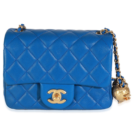 Chanel Blue Quilted Lambskin Mini Pearl Crush Flap Bag
