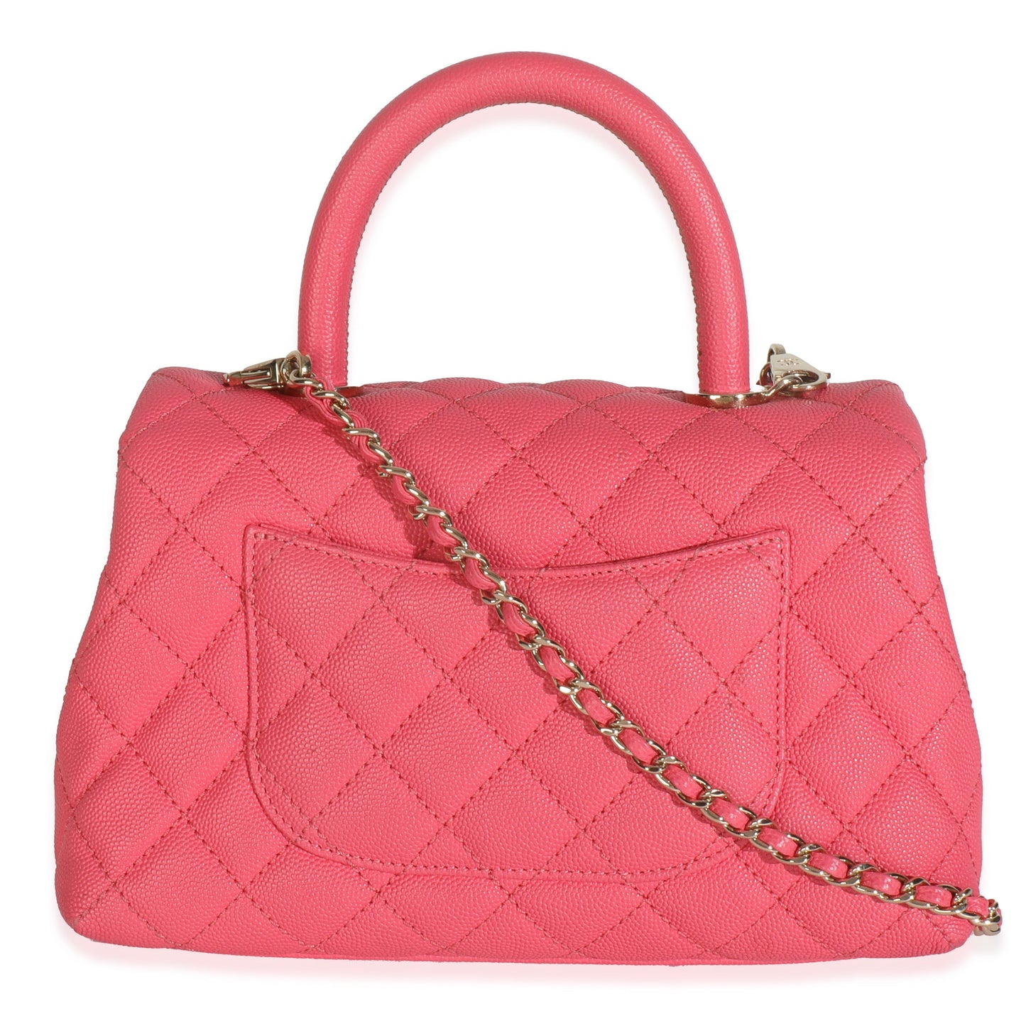 Chanel Pink Quilted Caviar Mini Coco Top Handle Flap Handbag