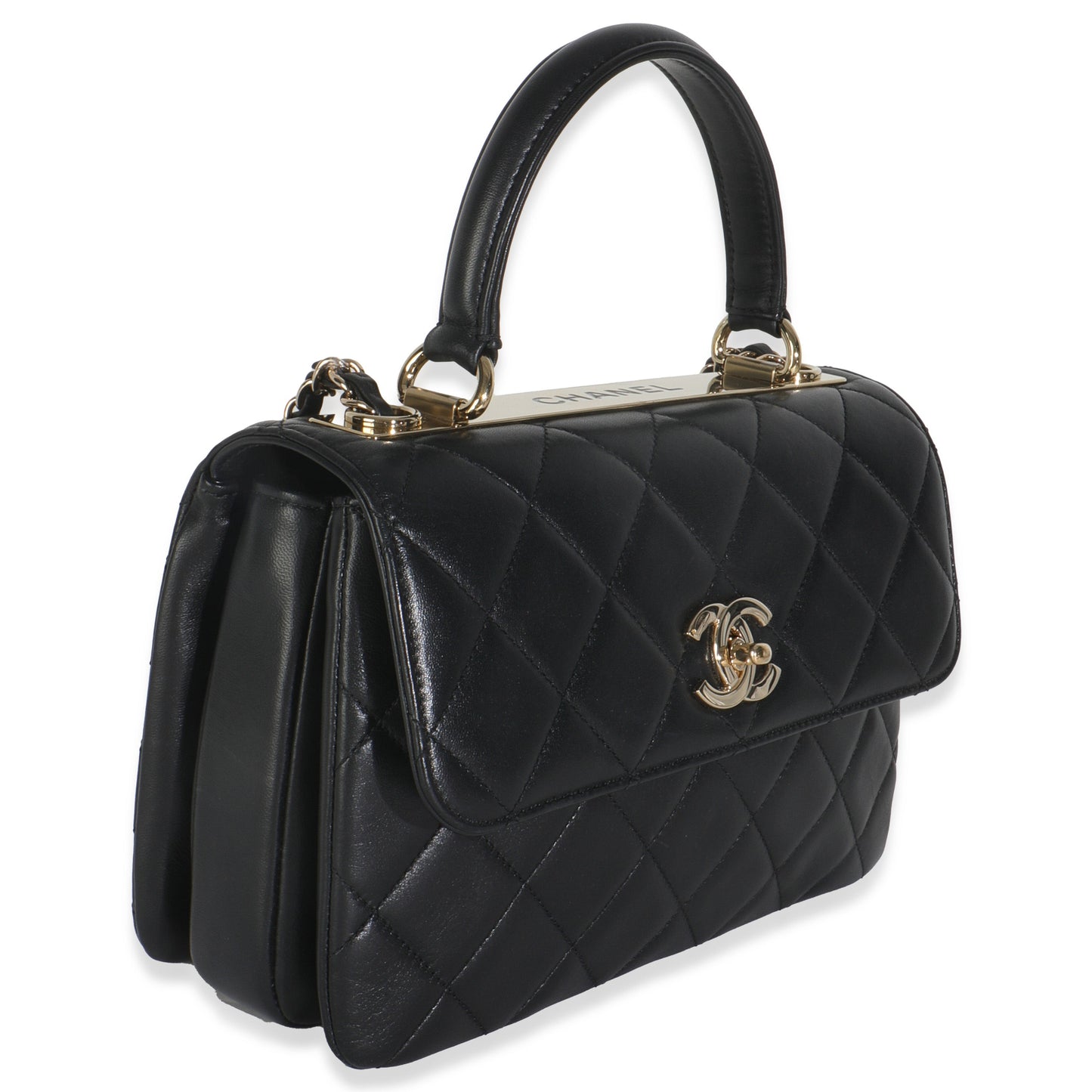 Chanel Black Quilted Lambskin Small Trendy CC Flap Dual Handle Bag