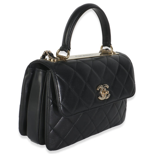 Chanel Black Quilted Lambskin Small Trendy CC Flap Dual Handle Bag