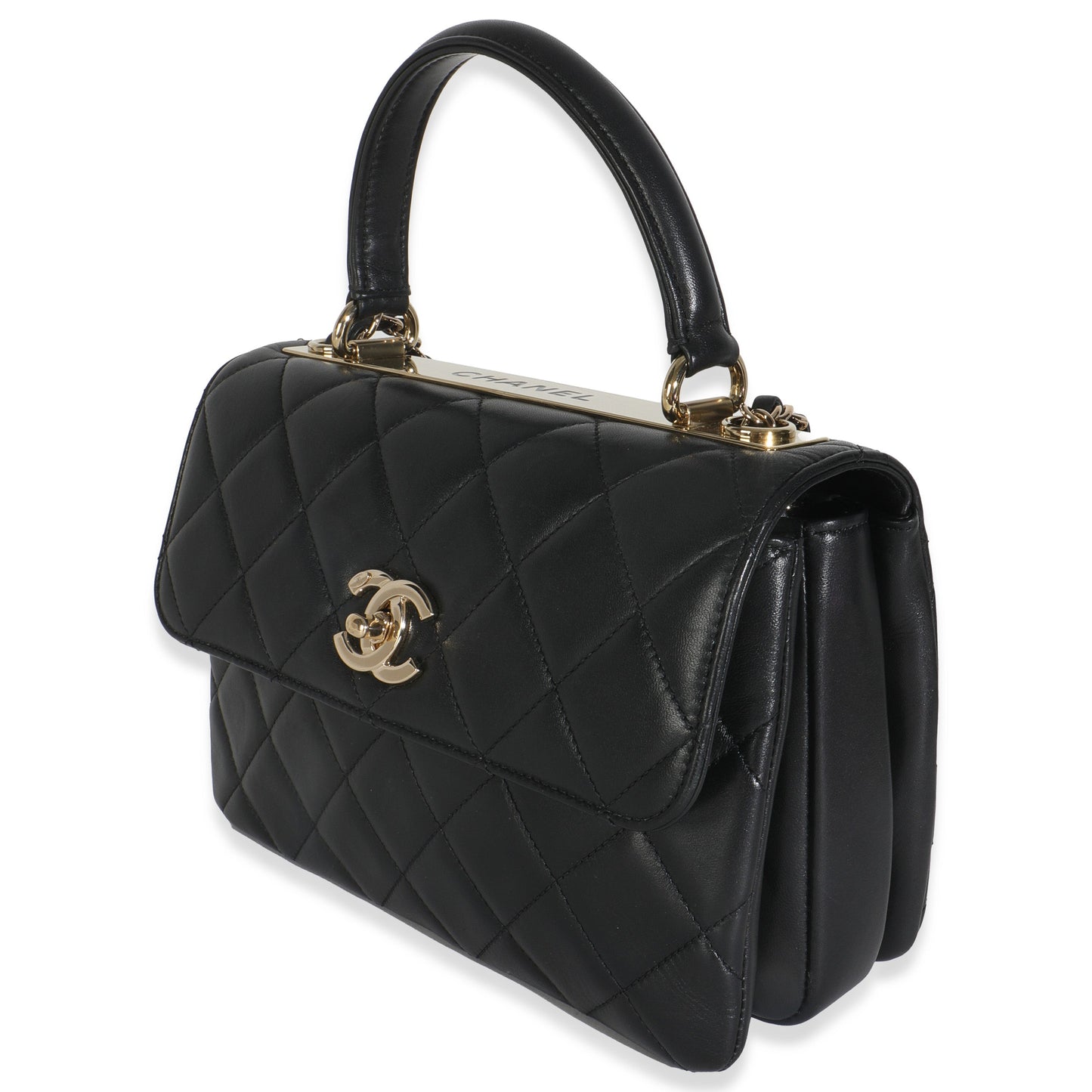Chanel Black Quilted Lambskin Small Trendy CC Flap Dual Handle Bag
