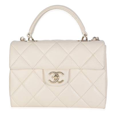 Chanel Beige Quilted Caviar Mini Retro Twist Top Handle Flap Handbag