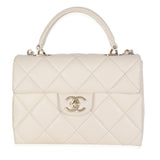 Chanel Beige Quilted Caviar Mini Retro Twist Top Handle Flap Handbag